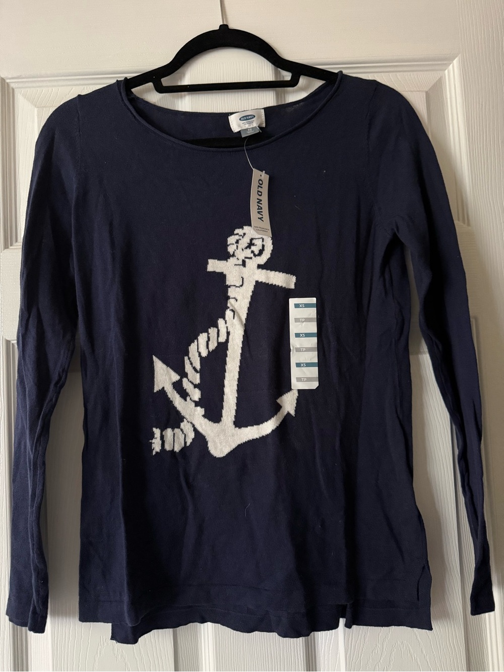Old Navy Navy Long-Sleeve Tee with White Anchor Graphic